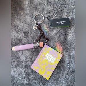 BNWT Kate Spade NY Charmed Smooth Leather Composition Notebook Key Fob $118